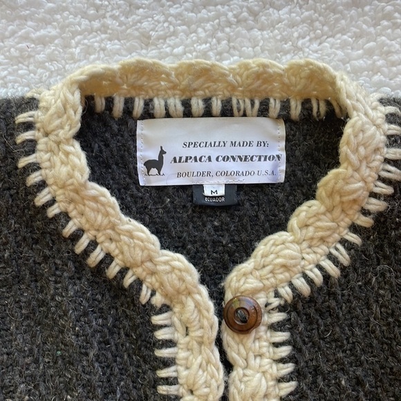 Handmade Thick Chunky Overaized Wool Sweater Cardigan, Made in Ecuador Woman's M - Picture 7 of 11